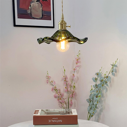 Bloemen glazen hanglamp