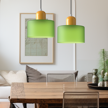 Kleine glazen hanglamp in Bauhaus-stijl