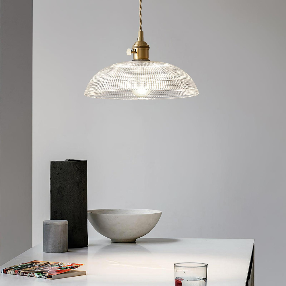 Geribbelde glazen retro hanglamp