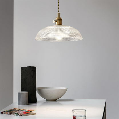 Geribbelde glazen retro hanglamp