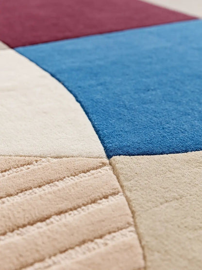 Moderne wollen vloerkleed multicolor ontwerp