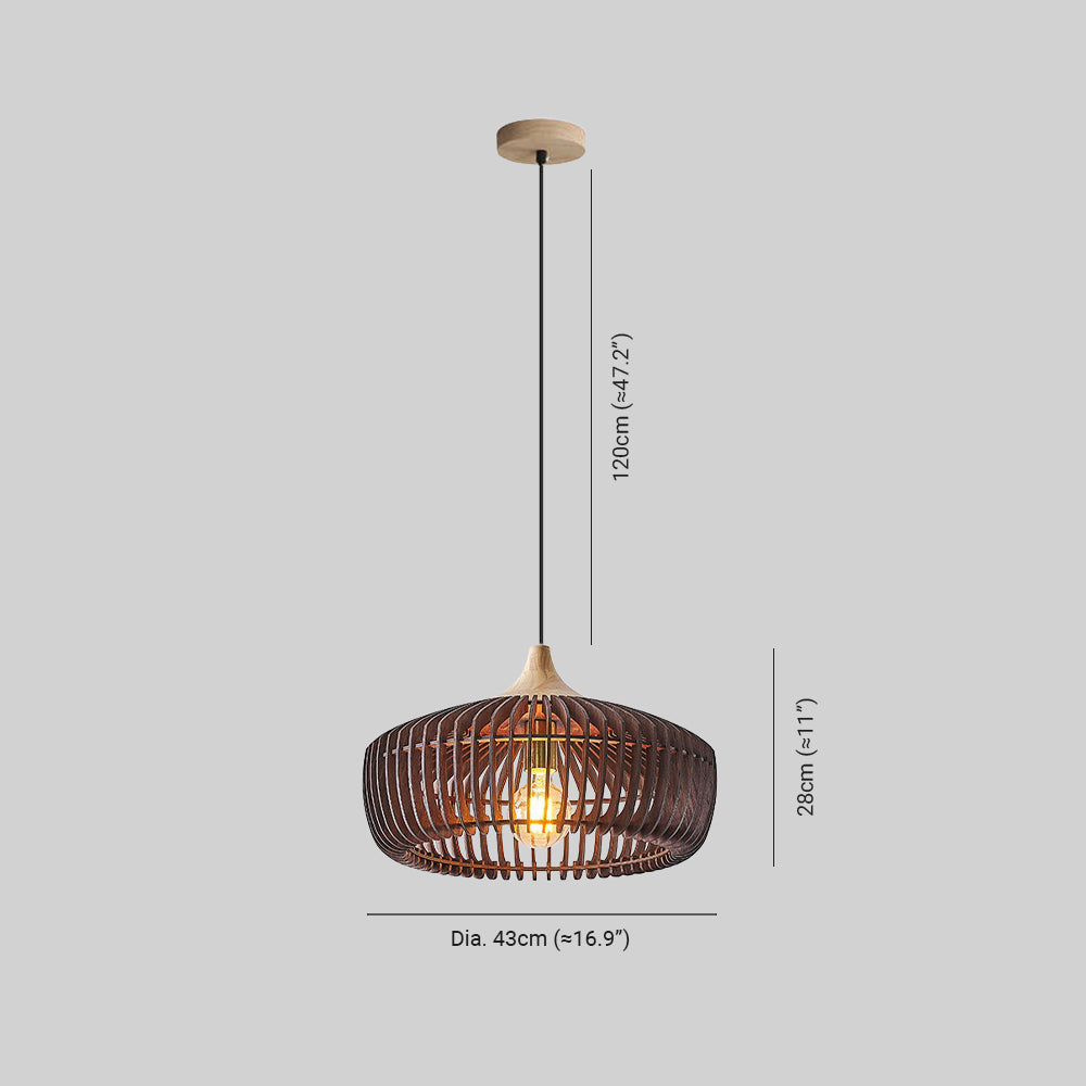 Noordse houten koepelhanglamp
