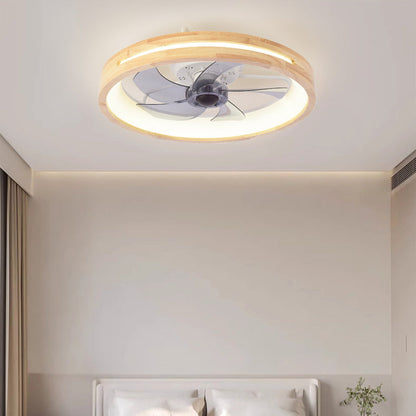 Japanse houten plafondventilator met geïntegreerde lamp