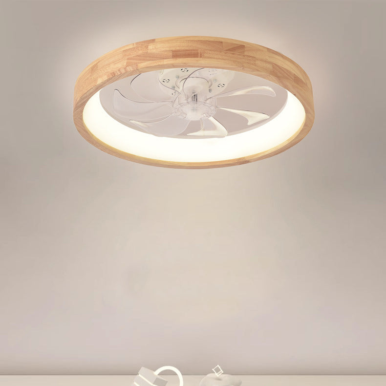 Japanse houten plafondventilator met geïntegreerde lamp