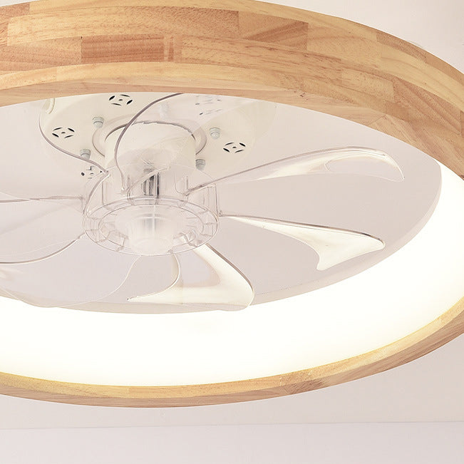 Japanse houten plafondventilator met geïntegreerde lamp