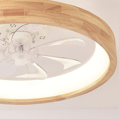 Japanse houten plafondventilator met geïntegreerde lamp