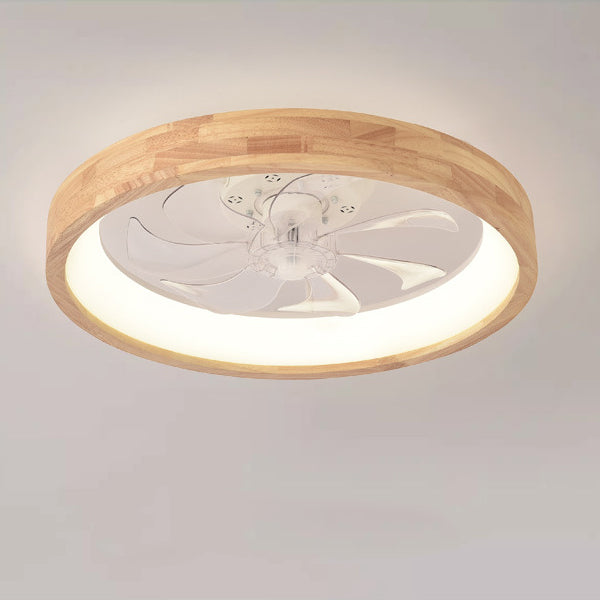 Japanse houten plafondventilator met geïntegreerde lamp