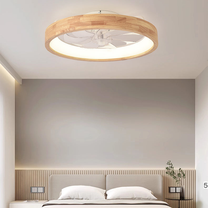 Japanse houten plafondventilator met geïntegreerde lamp