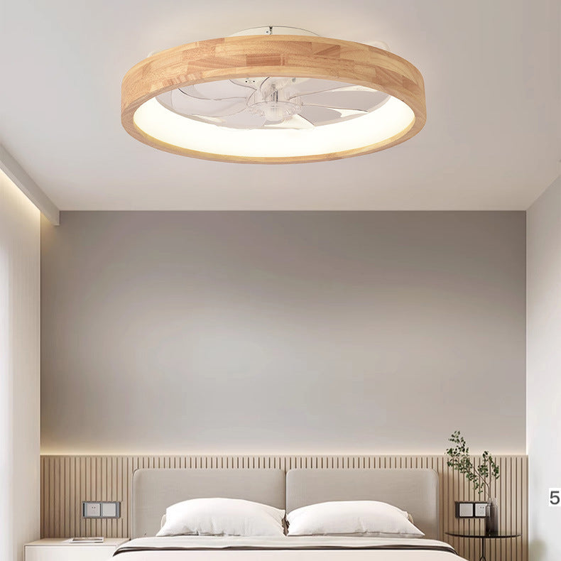 Japanse houten plafondventilator met geïntegreerde lamp