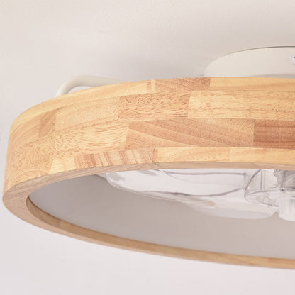 Japanse houten plafondventilator met geïntegreerde lamp