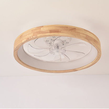 Japanse houten plafondventilator met geïntegreerde lamp