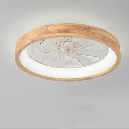 Japanse houten plafondventilator met geïntegreerde lamp