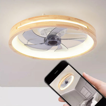 Japanse houten plafondventilator met geïntegreerde lamp