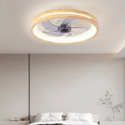 Japanse houten plafondventilator met geïntegreerde lamp