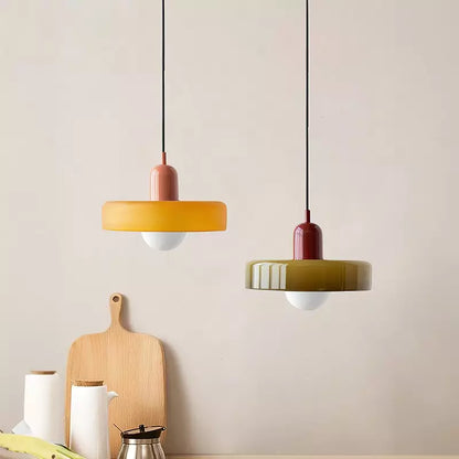 Kleurrijke Bauhaus glazen hanglamp