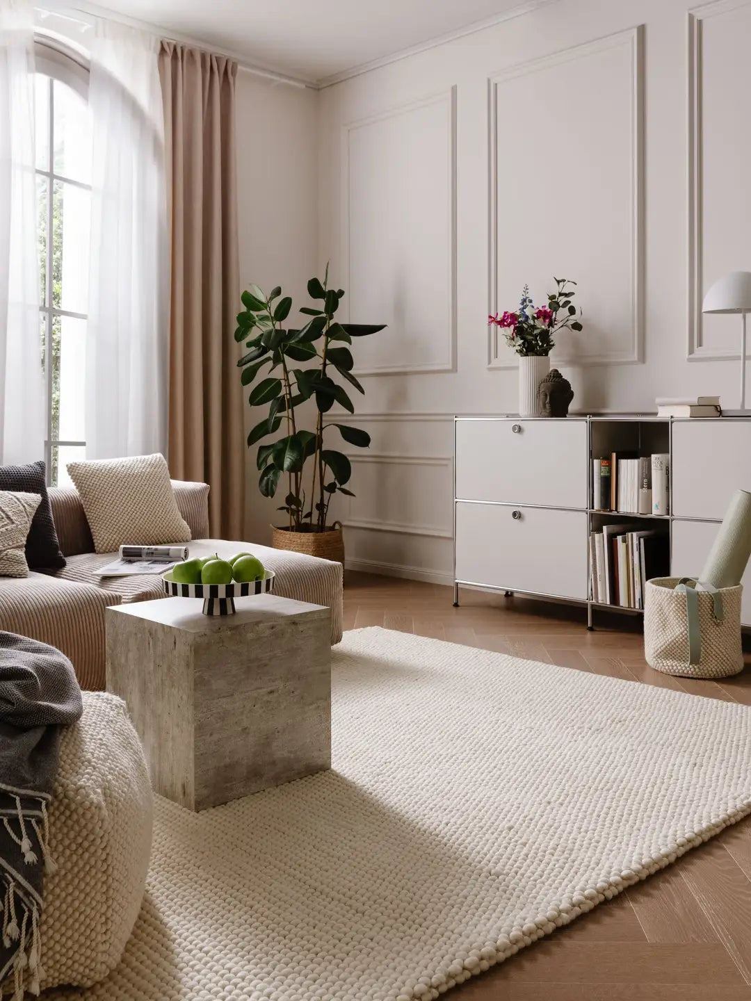 Handgeweven wollen vloerkleed Bubble