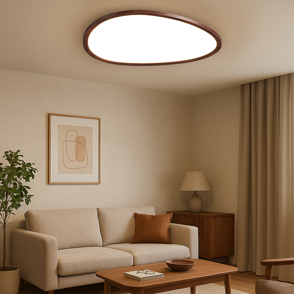 Ultradunne plafondlamp met houtlook