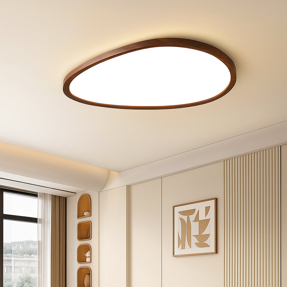 Ultradunne plafondlamp met houtlook