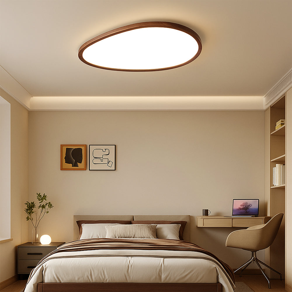 Ultradunne plafondlamp met houtlook