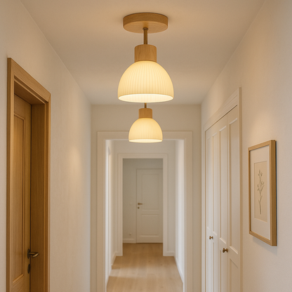 Natuurlijke houten plafondlamp ontwerp
