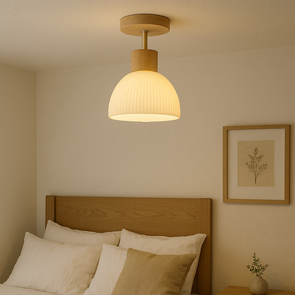 Natuurlijke houten plafondlamp ontwerp
