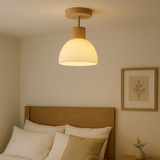 Natuurlijke houten plafondlamp ontwerp