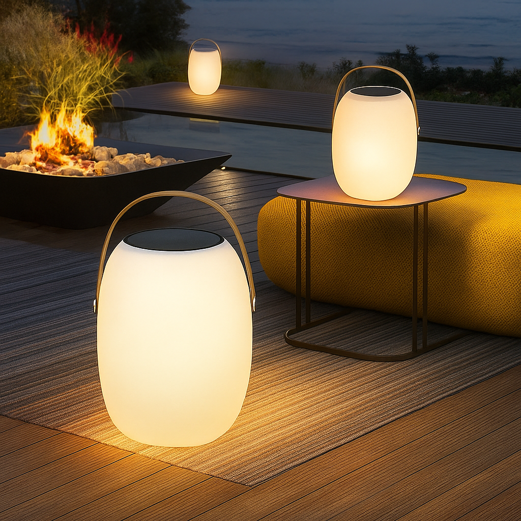 Draagbare zonne-energie lamp voor terras