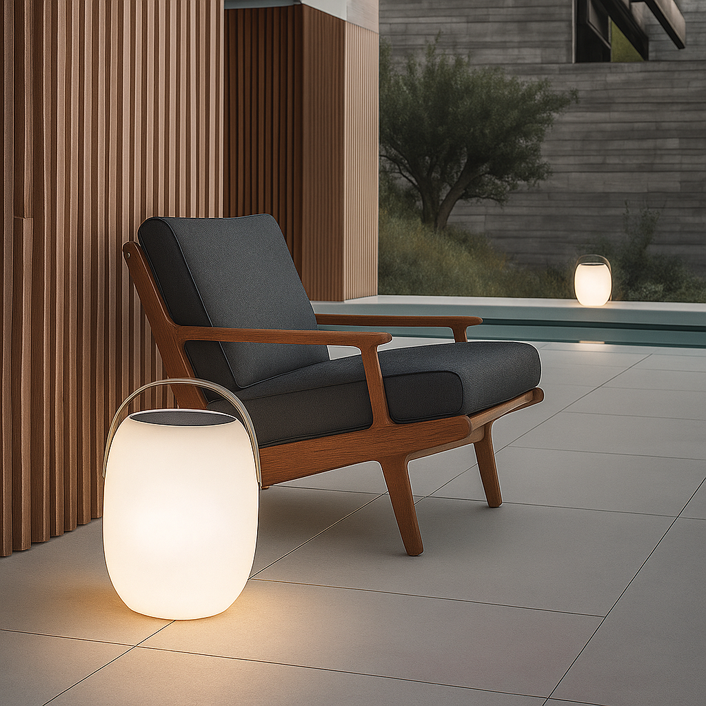 Draagbare zonne-energie lamp voor terras