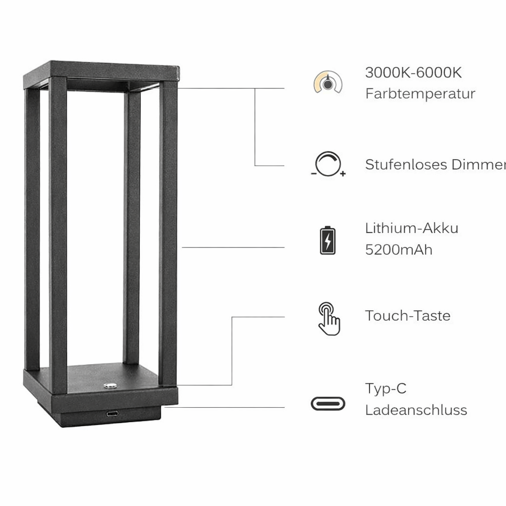 Draadloze LED-tafellamp met touchbediening