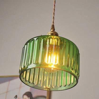 Cilinderhanglamp van gestructureerd glas
