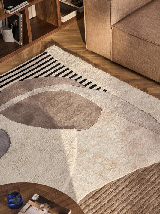 Elvara abstract vloerkleed van wol en viscose