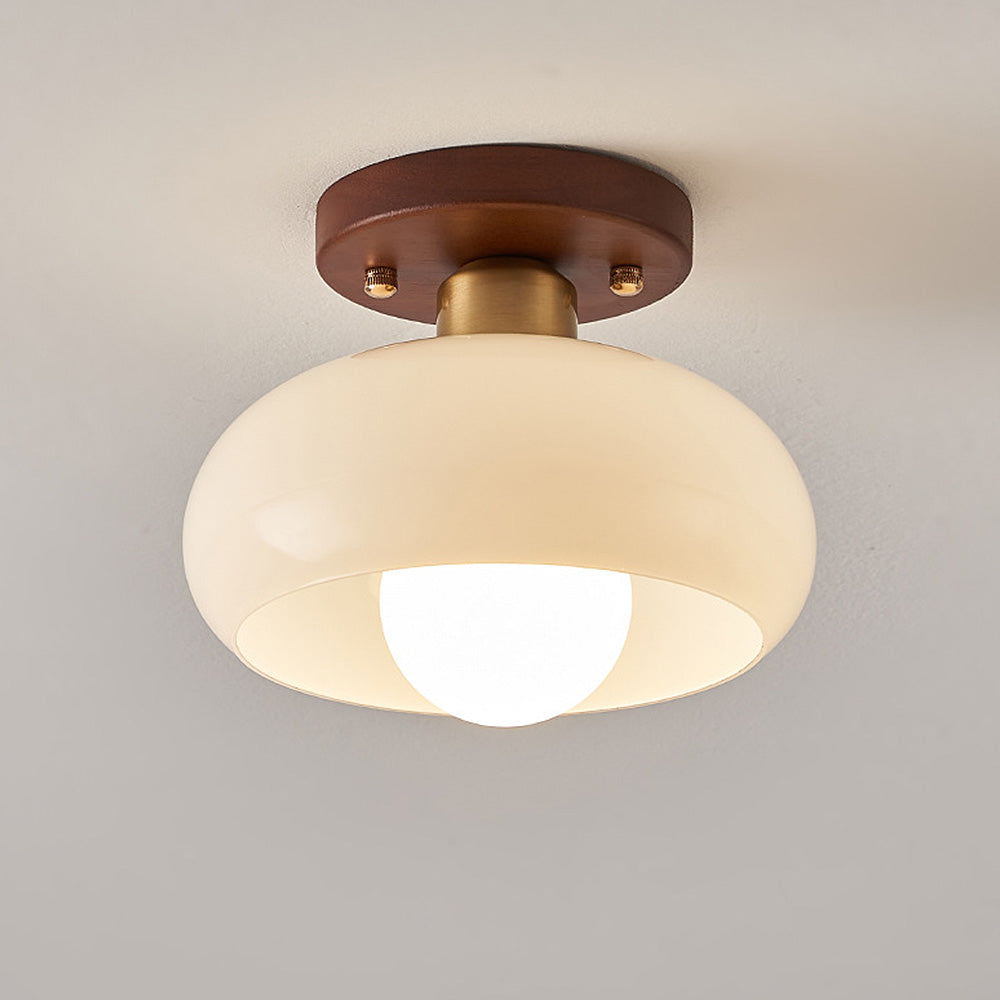 Klassieke Opbouw Crème Glazen Plafondlamp