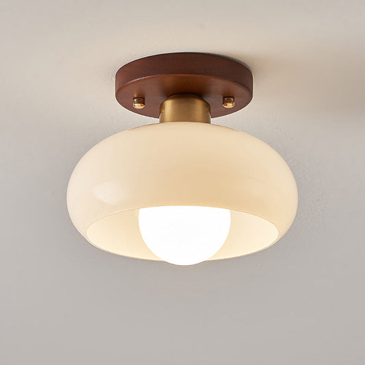 Klassieke Opbouw Crème Glazen Plafondlamp