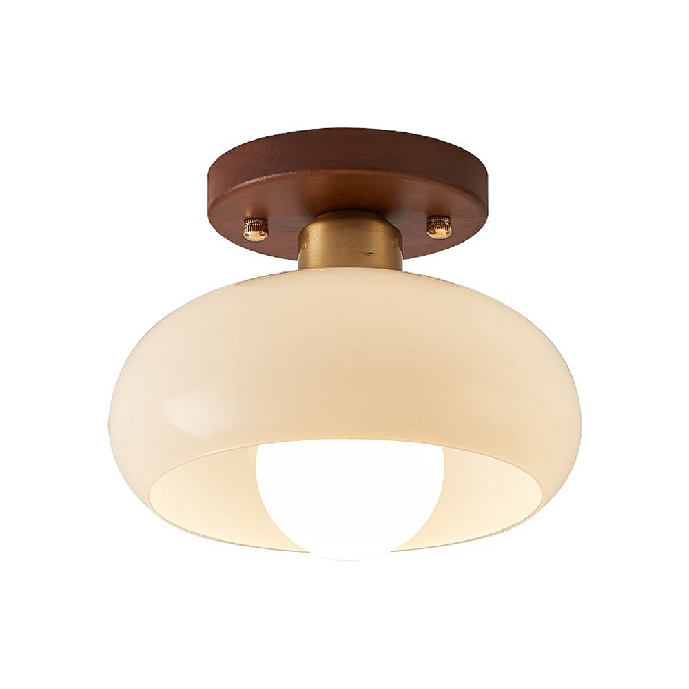 Klassieke Opbouw Crème Glazen Plafondlamp