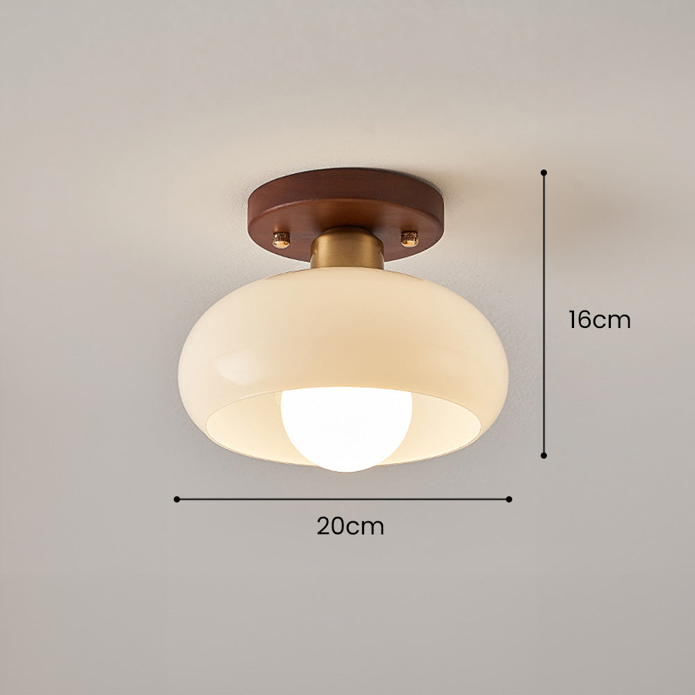 Klassieke Opbouw Crème Glazen Plafondlamp