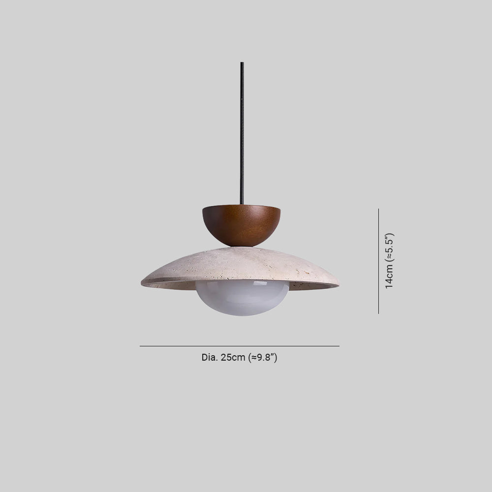 Moderne glazen hanglamp van travertin