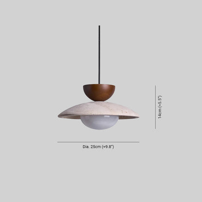 Moderne glazen hanglamp van travertin