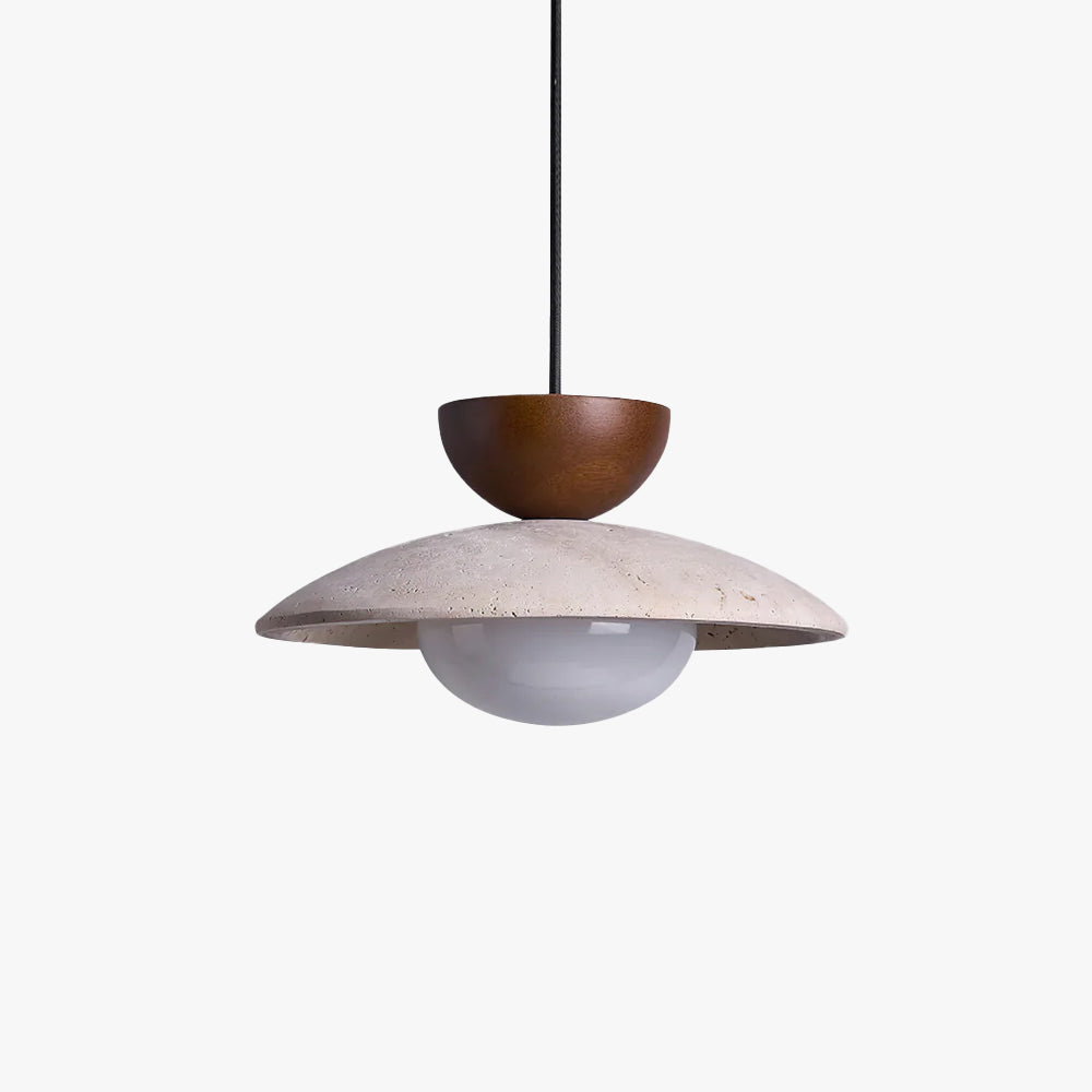 Moderne glazen hanglamp van travertin