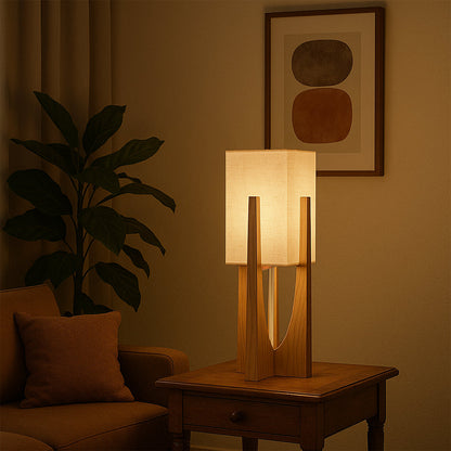 Minimalistische houten vloerlamp