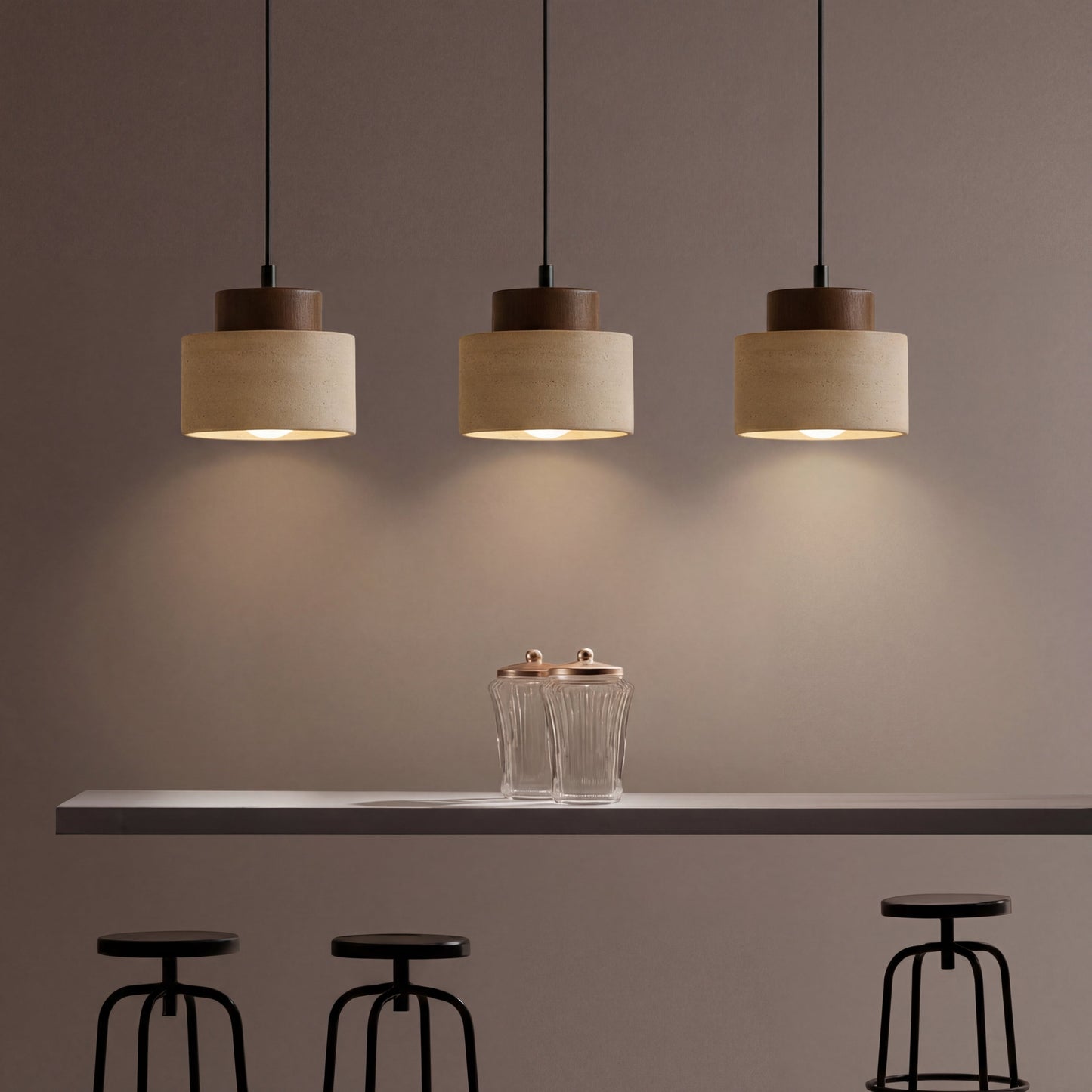 Natuurlijke hanglamp van travertijn