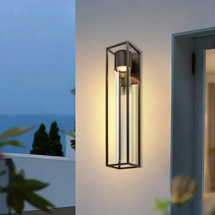 Vierkante zwarte zandkleurige LED-wandlamp voor buiten