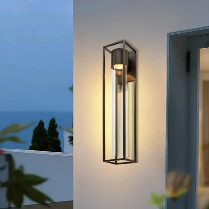 Vierkante zwarte zandkleurige LED-wandlamp voor buiten