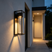 Vierkante zwarte zandkleurige LED-wandlamp voor buiten