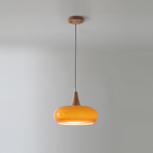 Moderne glazen houten hanglamp