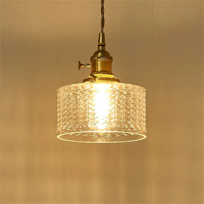 Cilinderhanglamp van gestructureerd glas