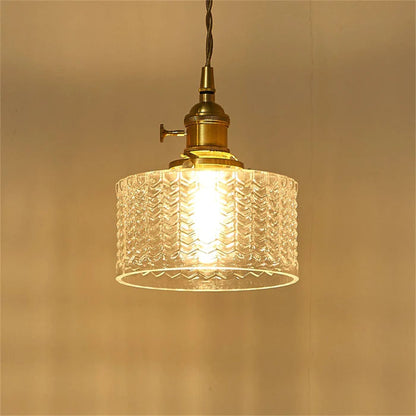 Cilinderhanglamp van gestructureerd glas