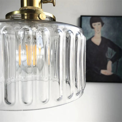 Cilinderhanglamp van gestructureerd glas