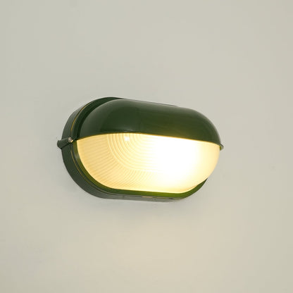 Industriële buitenmuurlamp met geribbeld glas