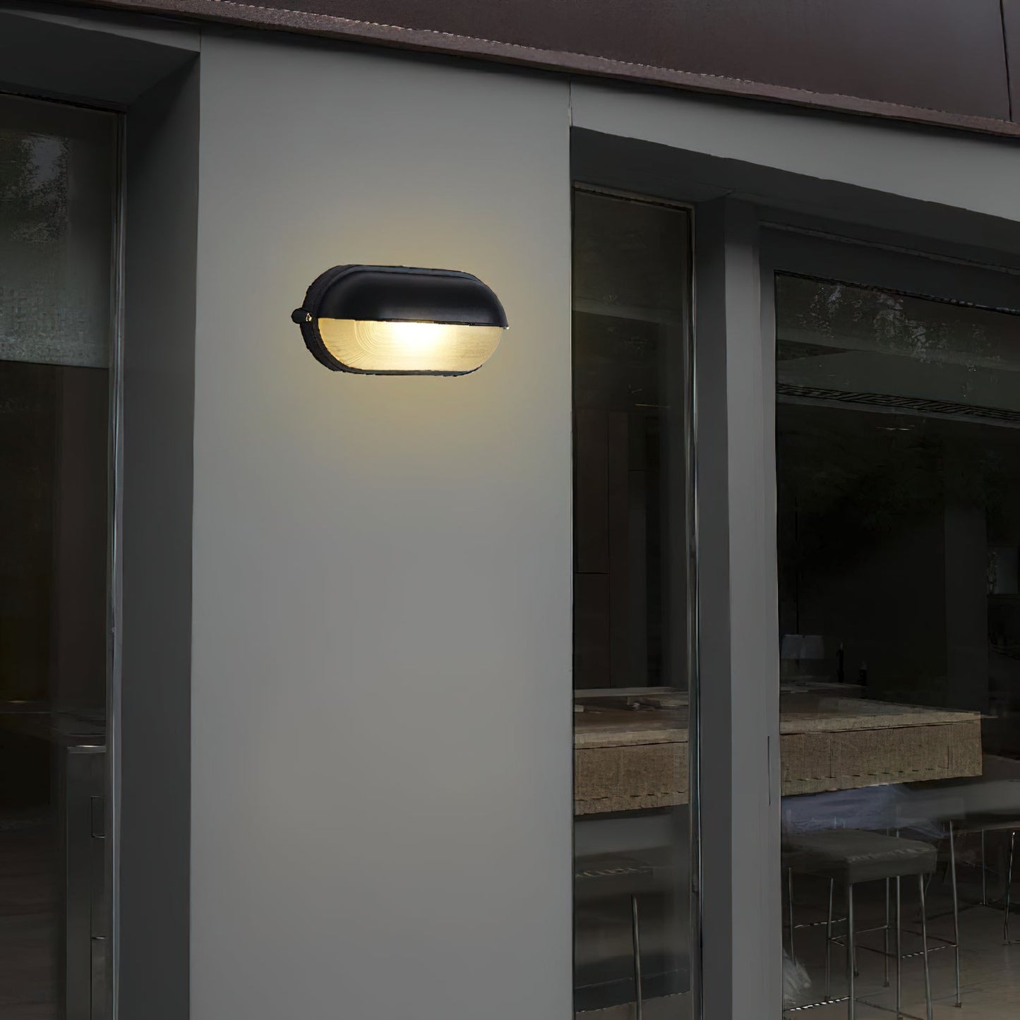 Industriële buitenmuurlamp met geribbeld glas