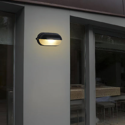 Industriële buitenmuurlamp met geribbeld glas